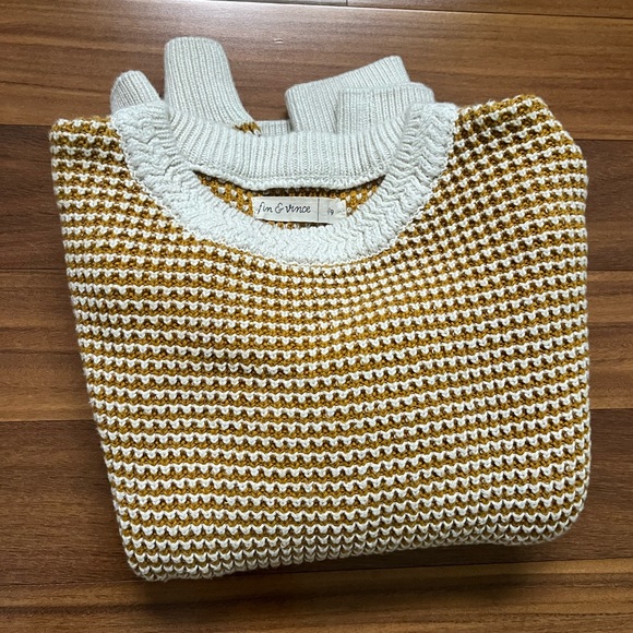 Fin & Vince Kids’ Yellow and White Knit 100% Organic Cotton Sweater - Picture 7 of 8